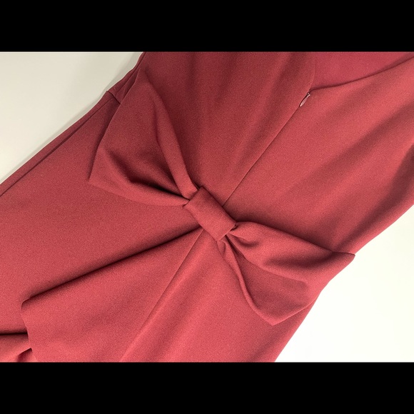 BETSY & ADAM Maroon Sleeveless Full-Length Ruffled Bow Dress Size 6 | EUC - Picture 6 of 13